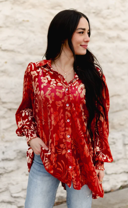 Red Velvet Boho Top