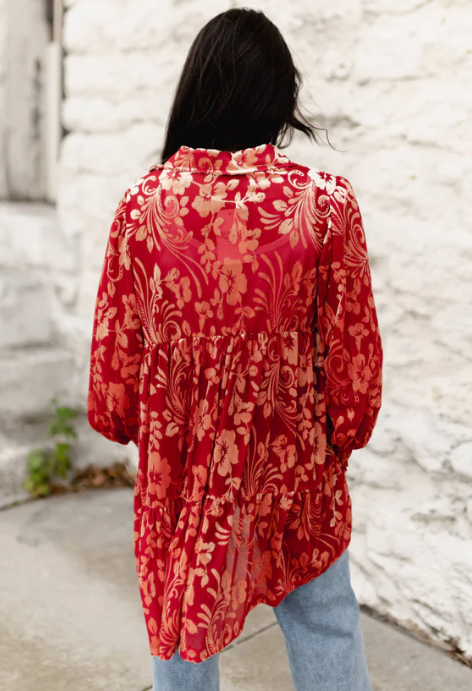 Red Velvet Boho Top