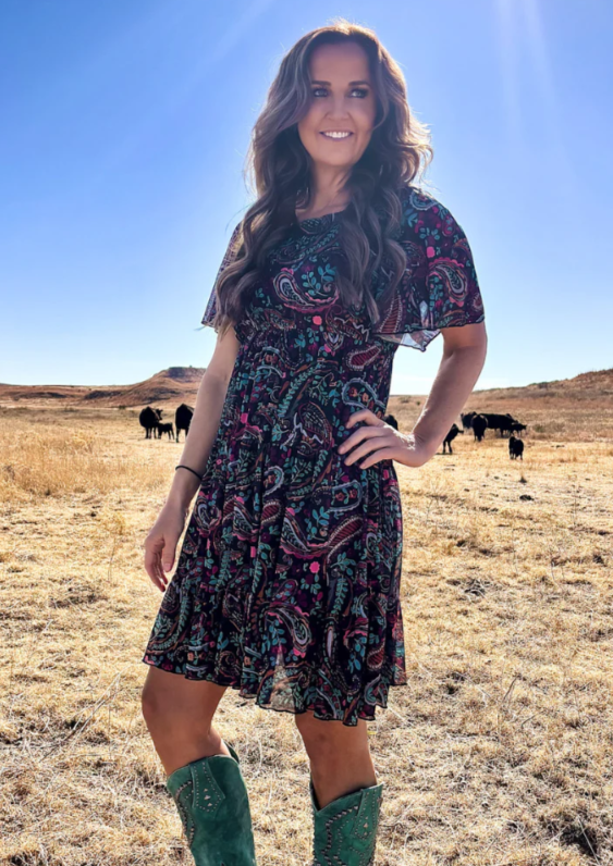 Sterling Kreek Painted Night Paisley Dress