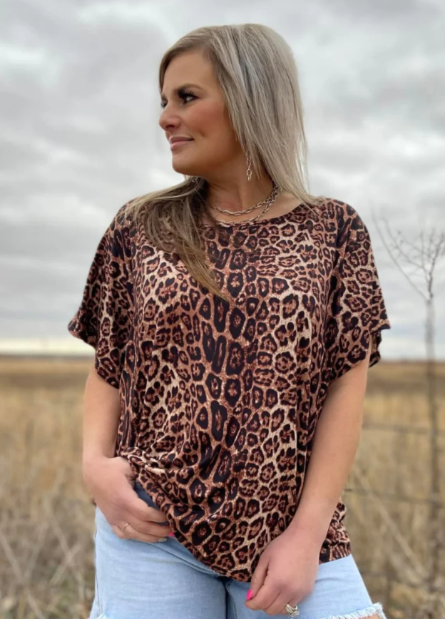 Sterling Kreek Cowgirl Cozy Top- Cheetah