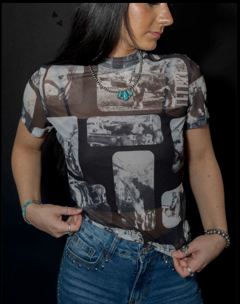 2Fly Hereford Print Mesh Top