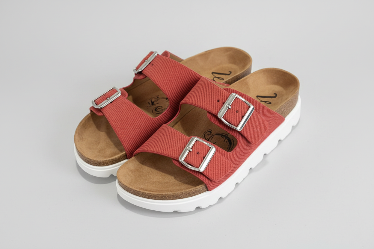 Very G Double Buckle Red Sandals