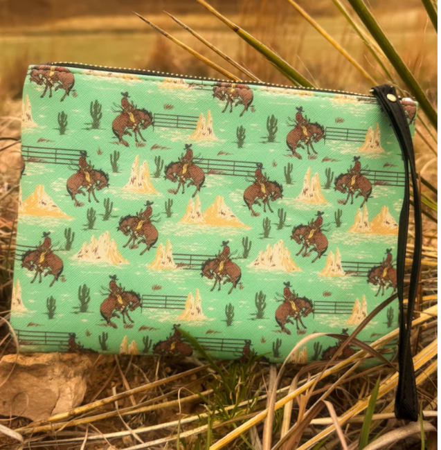 Sterling Kreek Desert Bronc Western Print Makeup Bag