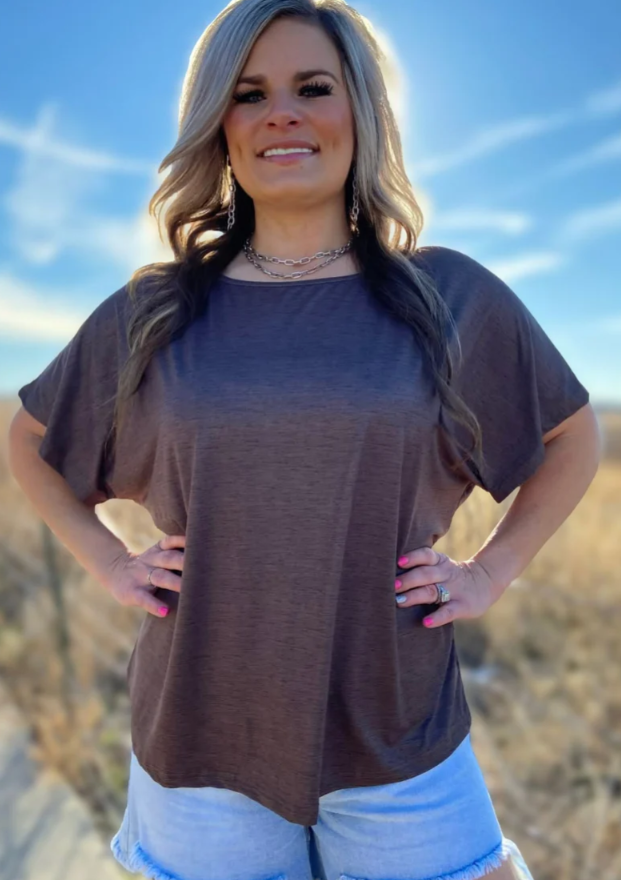 Sterling Kreek Heather Brown Oversized Top