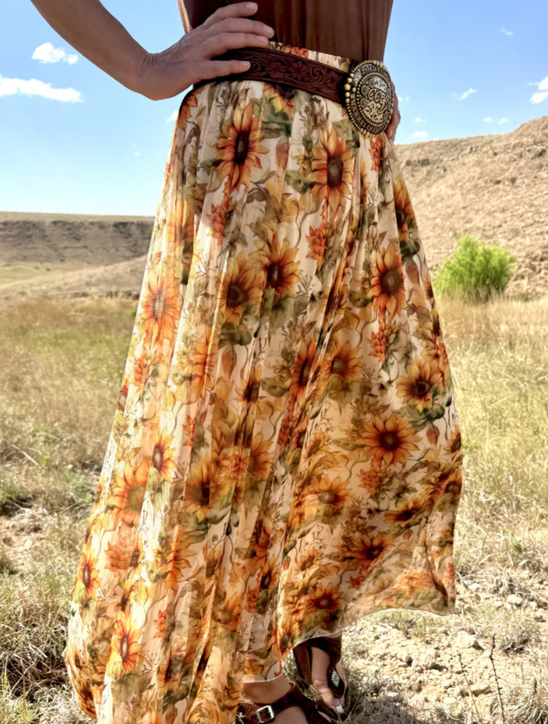 Sterling Kreek Golden Sunflower Maxi Skirt
