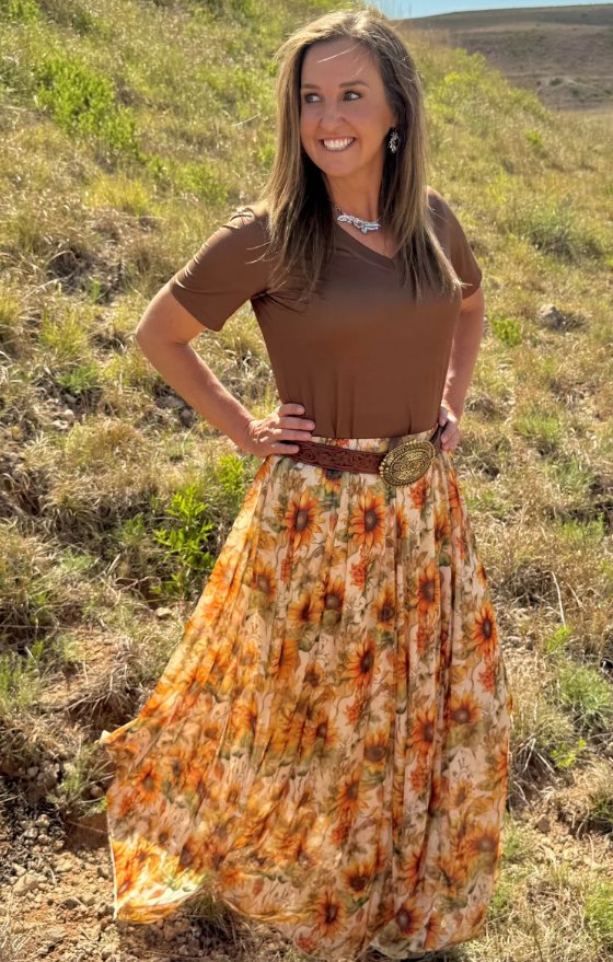 Sterling Kreek Golden Sunflower Maxi Skirt