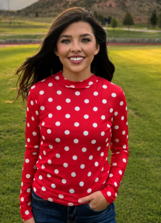 Sterling Kreek Kickoff Season Game day Mesh - Red/ White Polka Dot