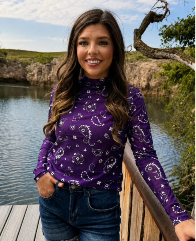 Sterling Kreek Bandana Babe Purple Mesh Top