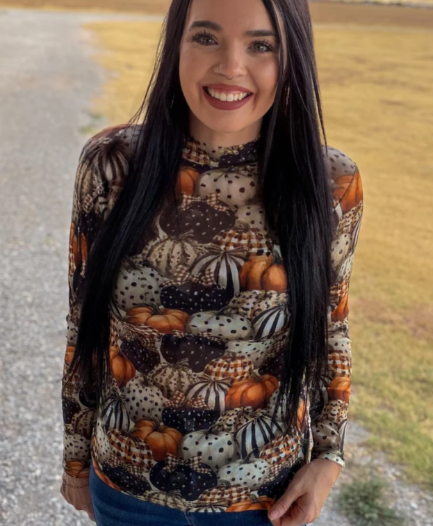 Sterling Kreek Fall Charm Mesh Top