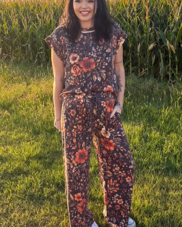 Amber Blossom Short Sleeve Top