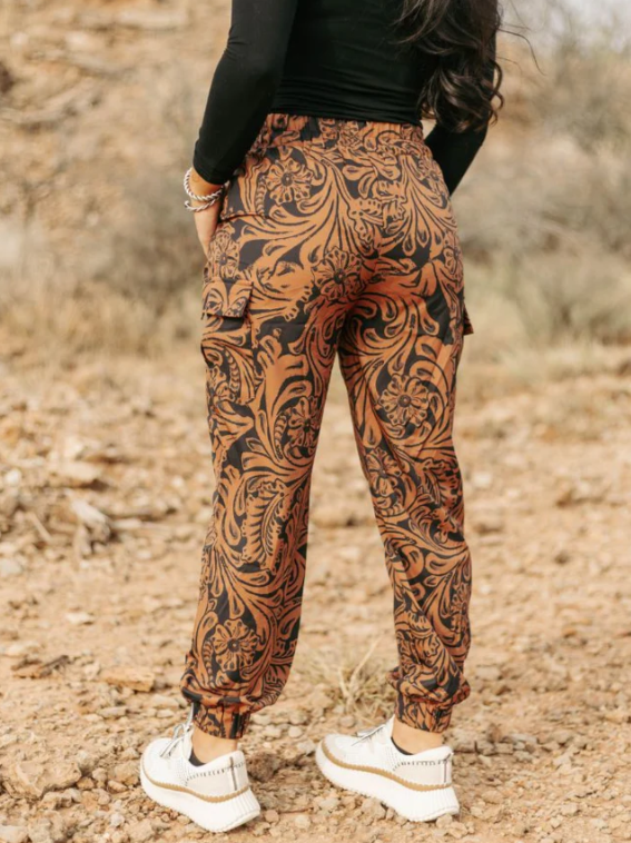 Country Road Leather Tooled Print Joggers