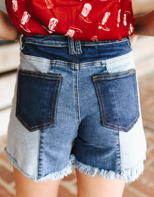 L&B Patchwork Denim Shorts with 5" Inseam