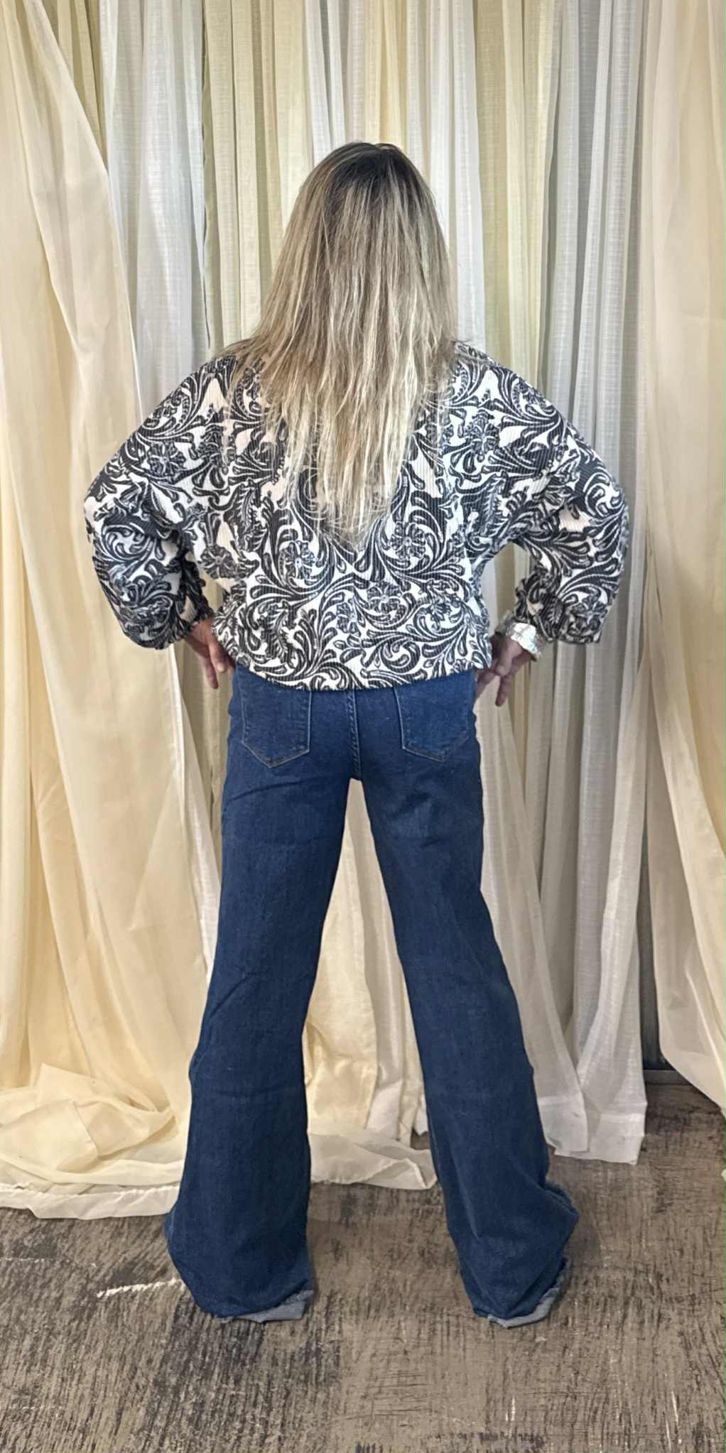 L&B Dark Wash Wide Leg Flare Jeans JE375-DW