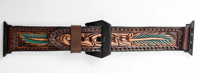 Leather Painted Feather Apple Watch Band ADWAR111