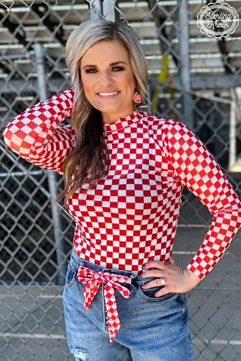 Pep rally Mesh Top- Red & White