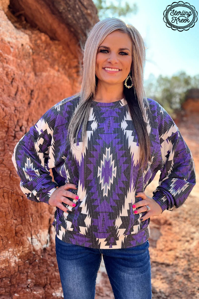 Sterling kreek Western Stars Purple Aztec Sweater