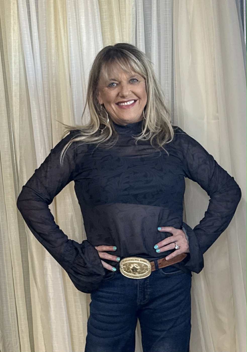 Tooled in Black Mesh Top