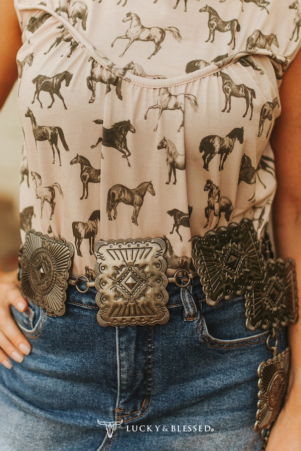 L&B Square Concho Chain Belt