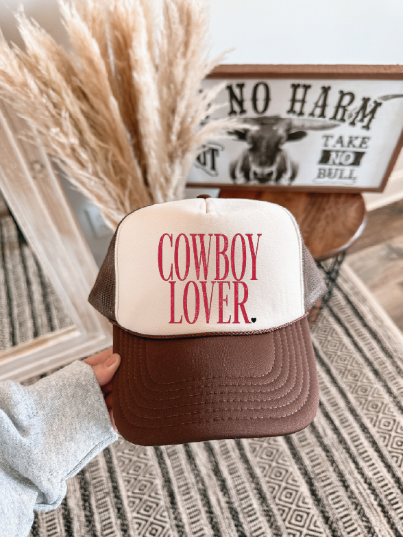 Cowboy Lover DTF Printed Brown and Tan Trucker Hat