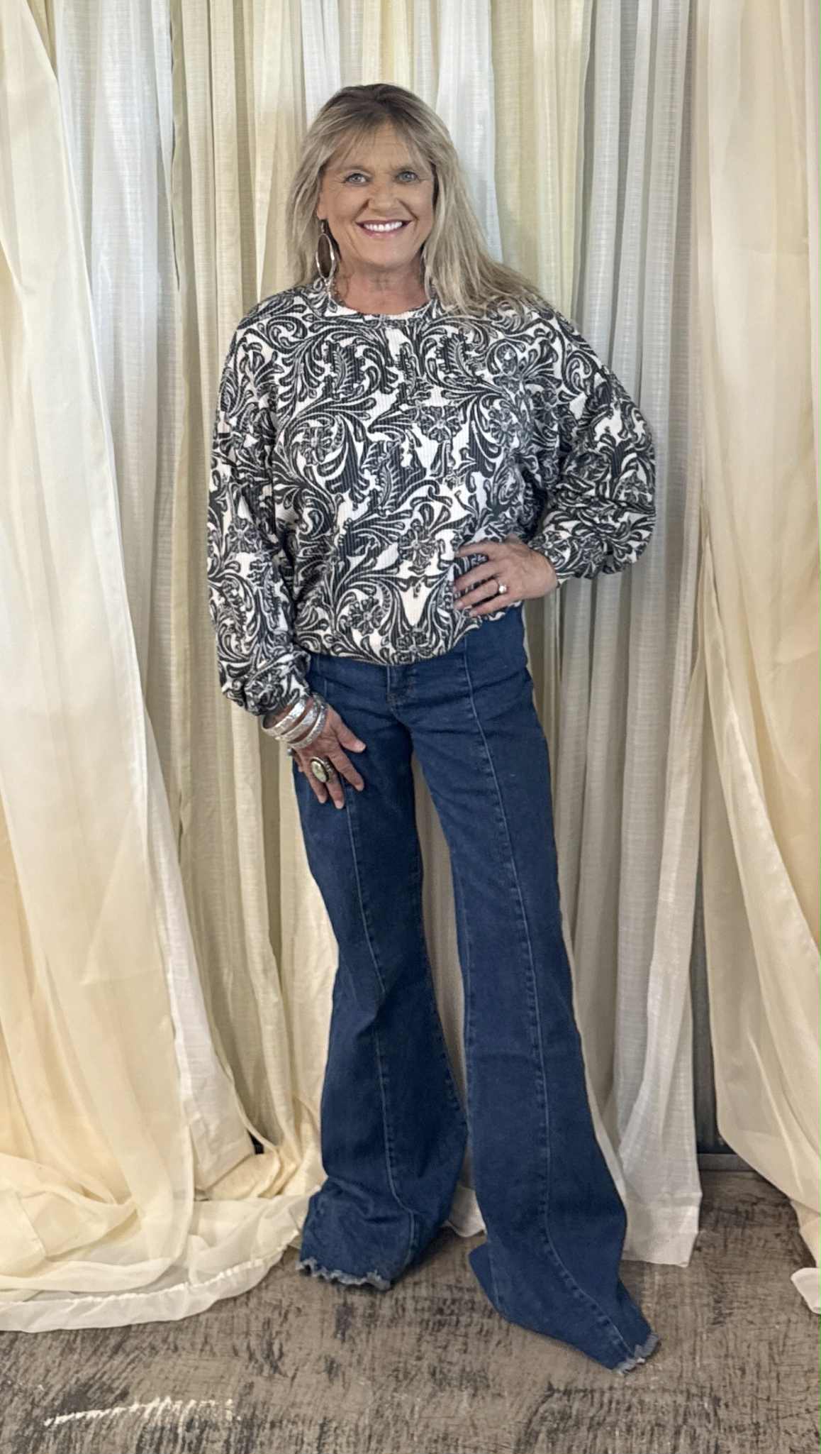 L&B Dark Wash Wide Leg Flare Jeans JE375-DW