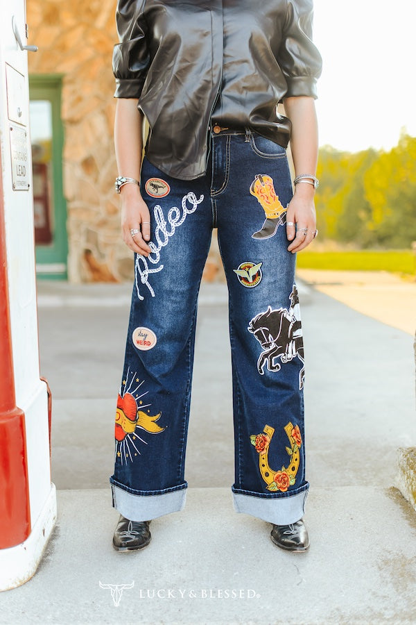 L&B Rodeo Patch Print Jeans  JE29