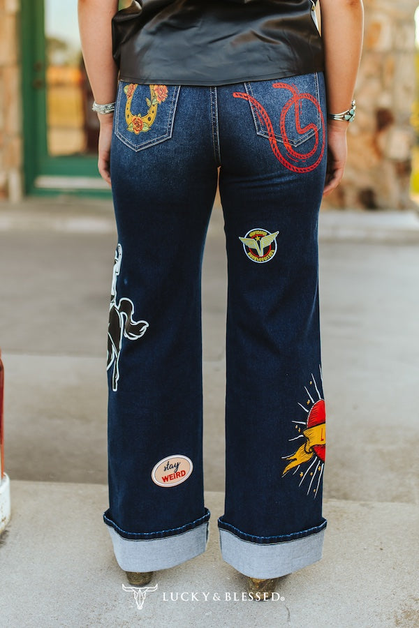 L&B Rodeo Patch Print Jeans  JE29