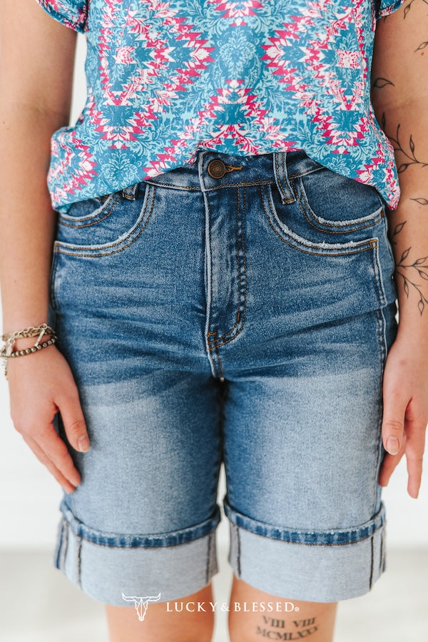 L&B Hgh Rise Denim Bermuda Shorts