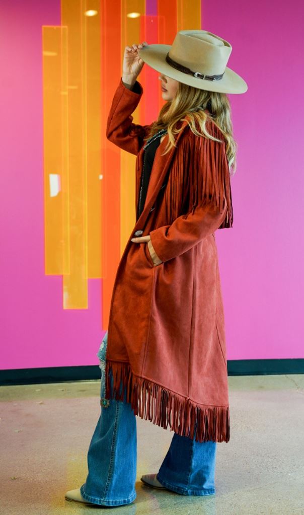 Rustic Wine  Duster with fringe