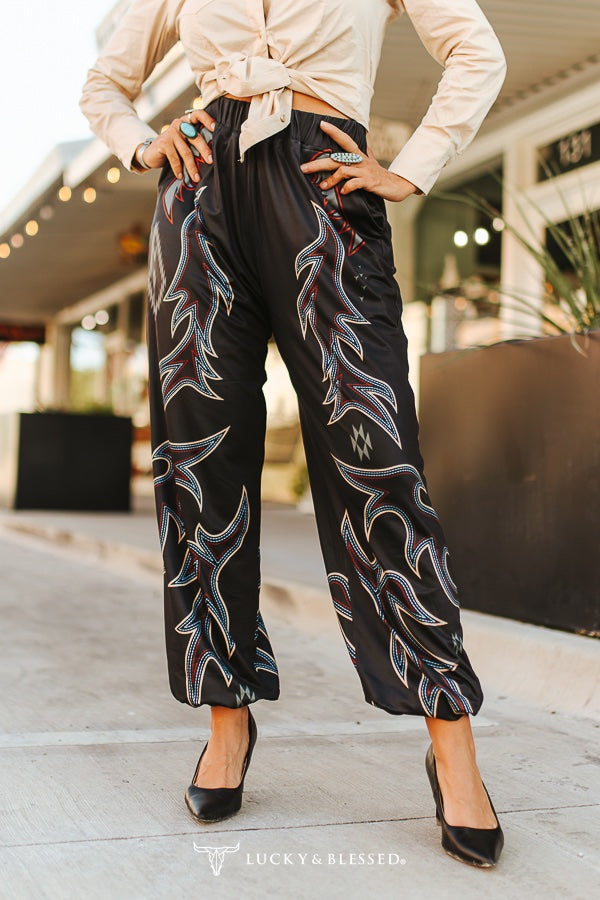 L&B Black Boot Stich Joggers