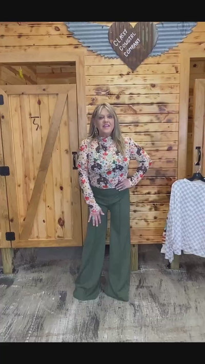 L&B Olive Dress Pants with Front Seam