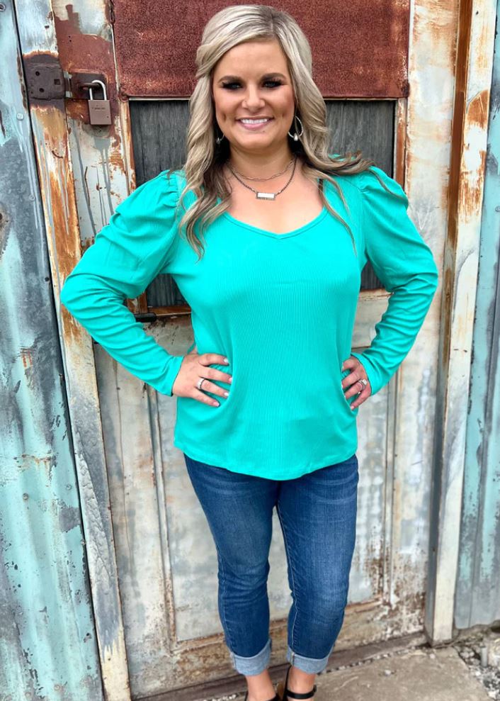 Something Classy Top in Turquoise