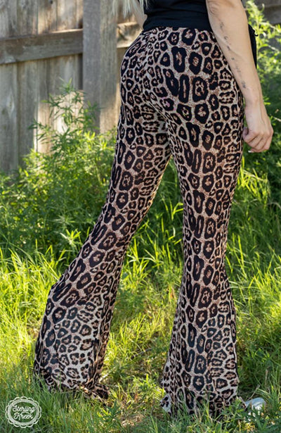 Mesh Bell Bottoms with Built in Shorts- Leopard