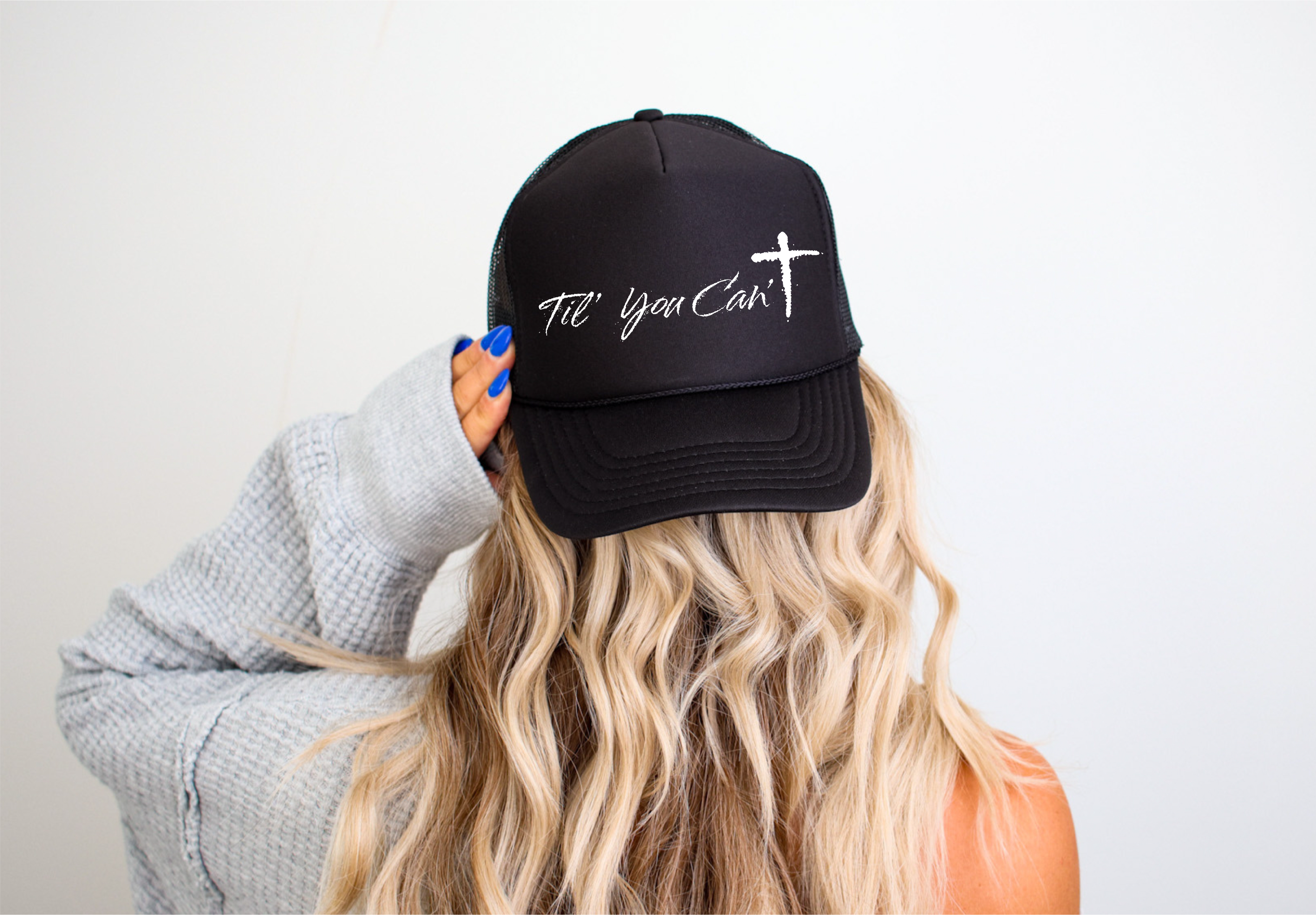 Til You Can't - UNISEX BLACK TRUCKER HAT