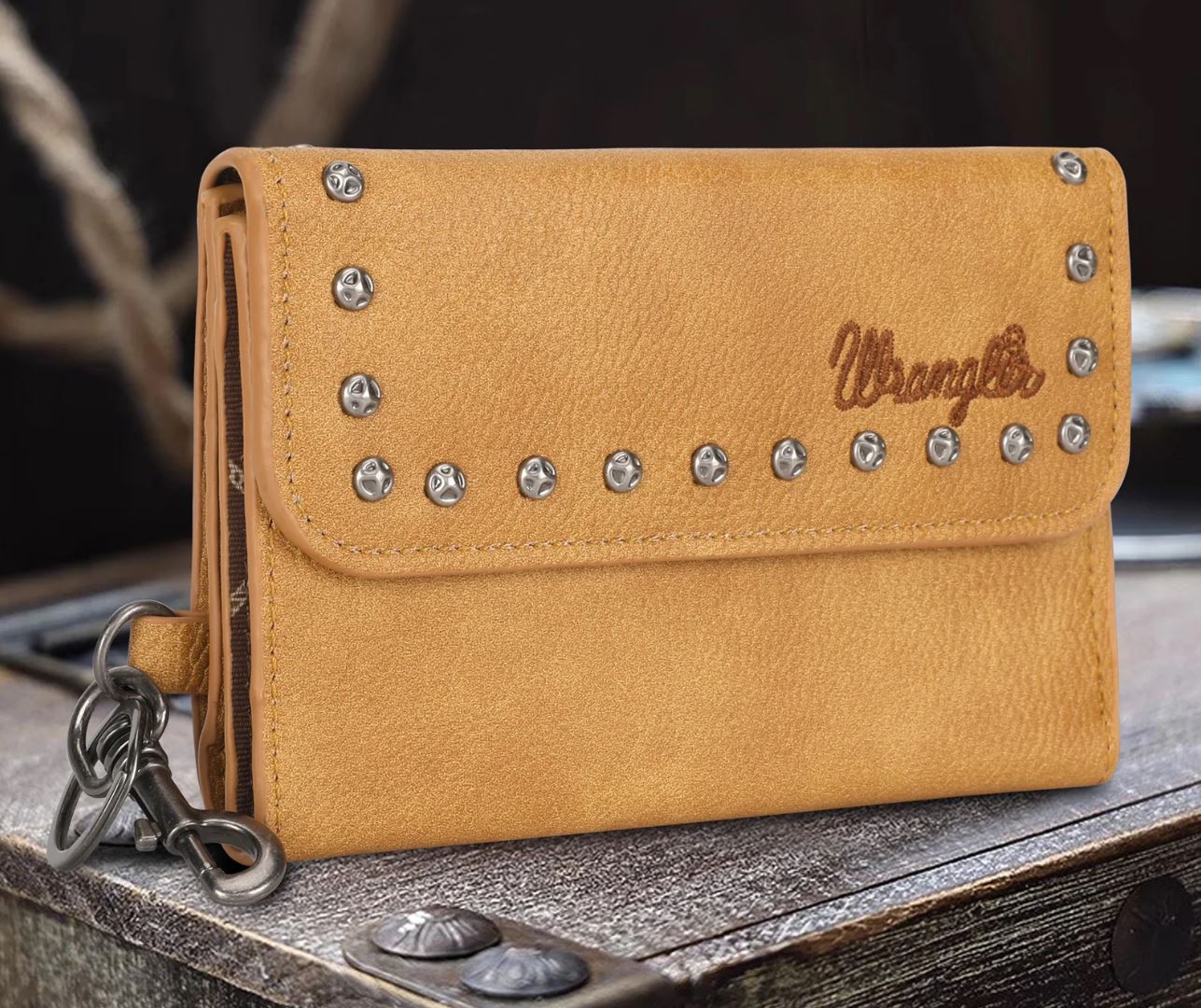 Wrangler Studded Accents Tri-fold Key-Chain Wallet - Light Brown WG89-W001LBR