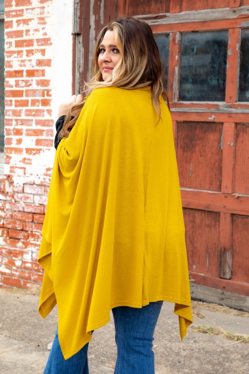 SALE- Mustard Poncho Vest Wrap