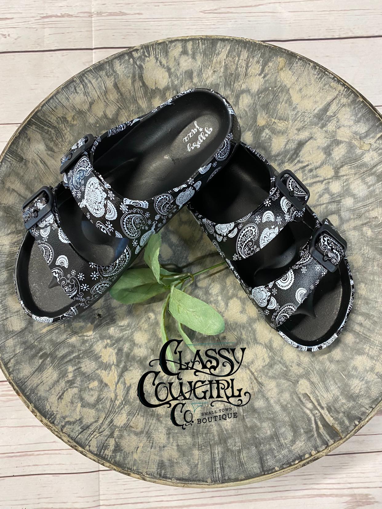 SALE- Mama Mia Black Paisley Sandals