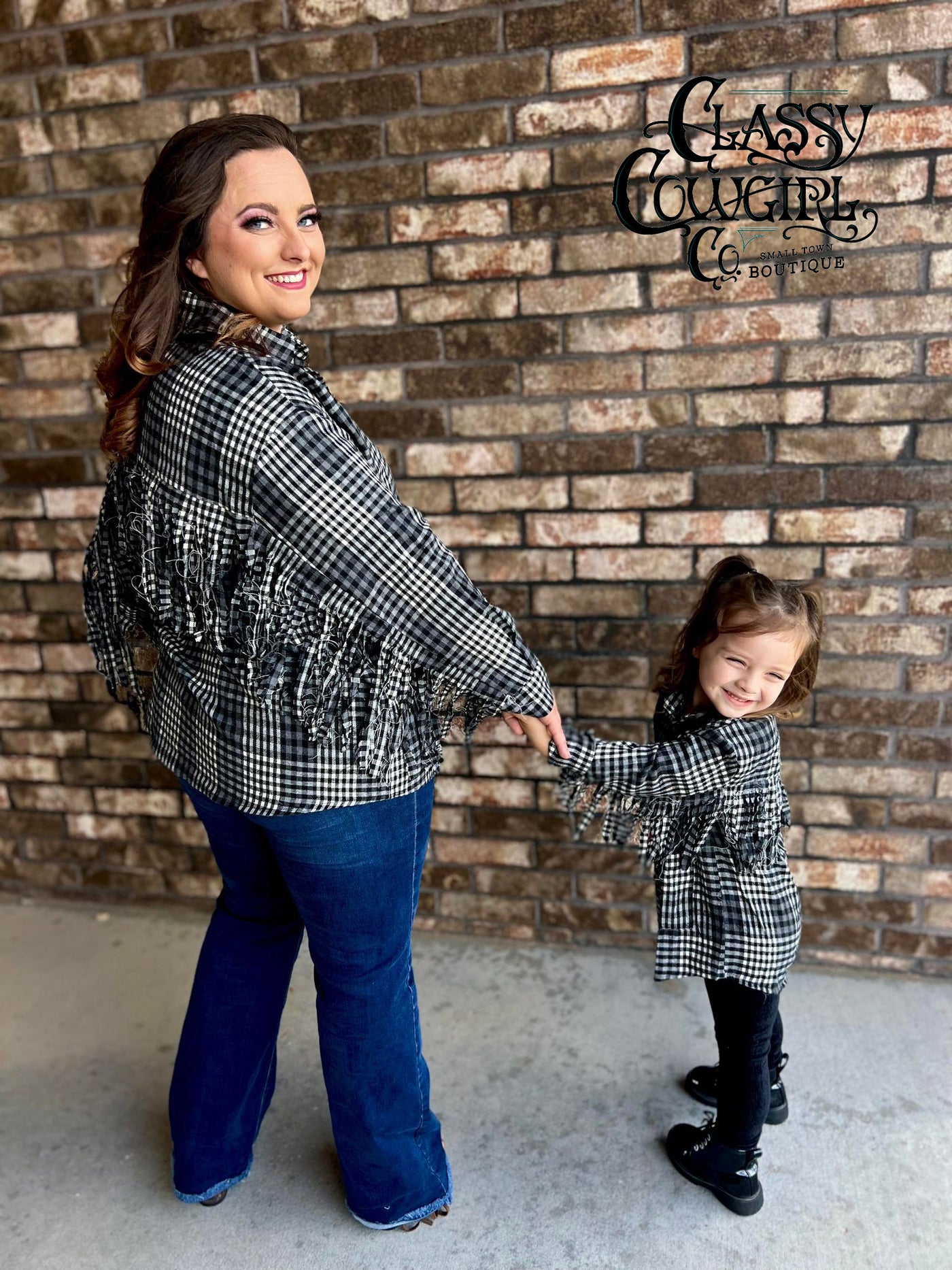 SALE- Back in Time Plaid Top with Fringe- Adult Size