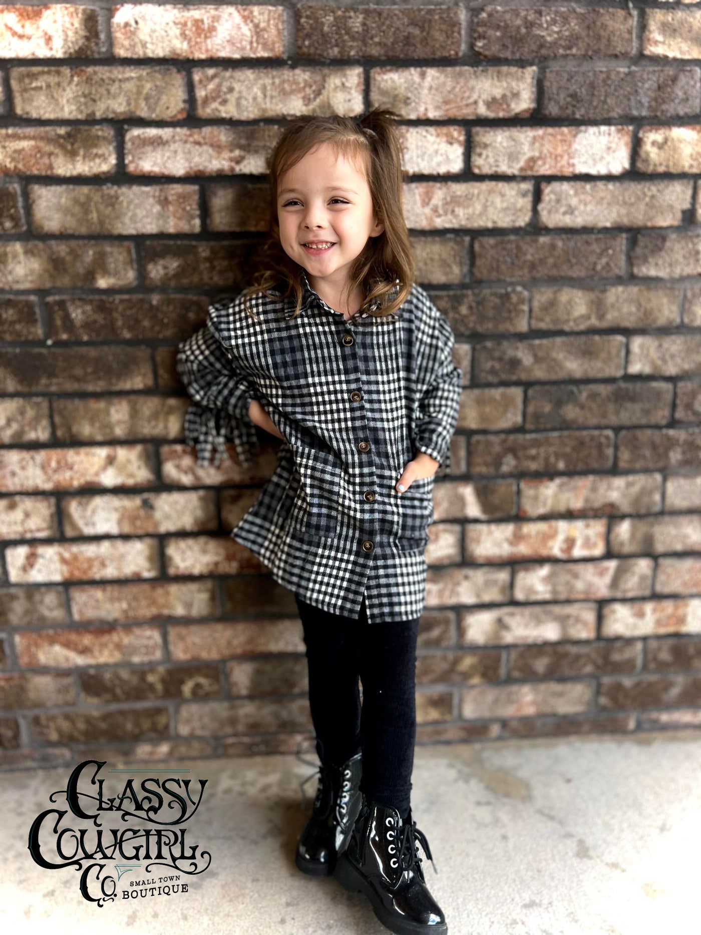 SALE- Back in Time Plaid Top with Fringe- Kids Size