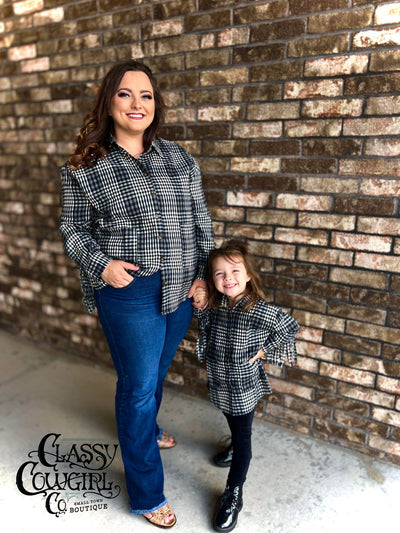 SALE- Back in Time Plaid Top with Fringe- Kids Size