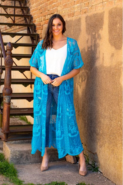 SALE- Jade Floral Lace Duster