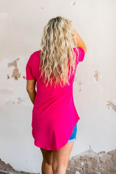 SALE- Pink Round Hem Short Sleeve Tunic