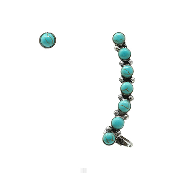 Turquoise Colored Ear Crawler with Matching Earring