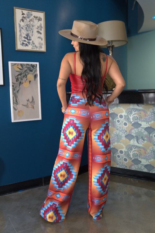 L&B Aztec Wide Leg Dress Pants with Pockets