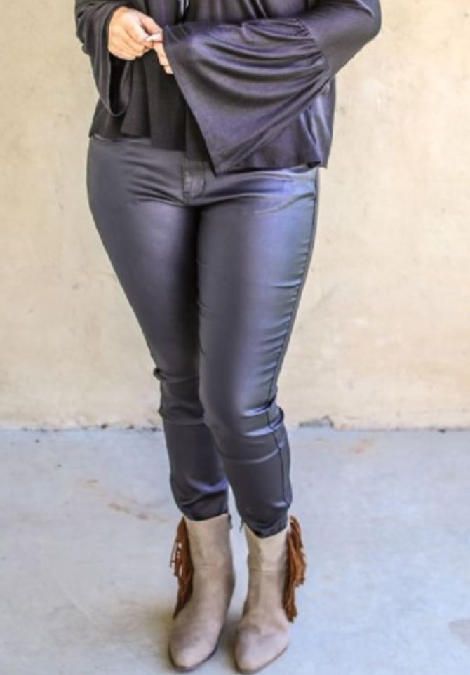 SALE- L&B Black Faux Leather Skinny Jeans