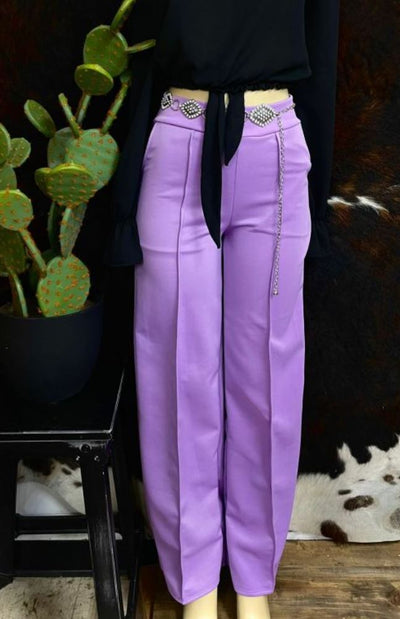 Lavender High Rise Dress Pants with Pockets