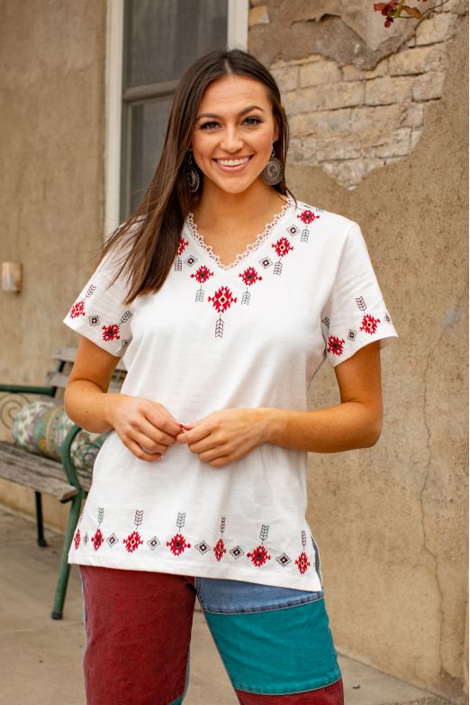 SALE White embroidered top