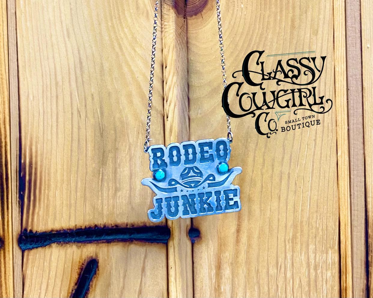 SALE- Rodeo Junkie Sterling Silver Necklace with Kingman stone