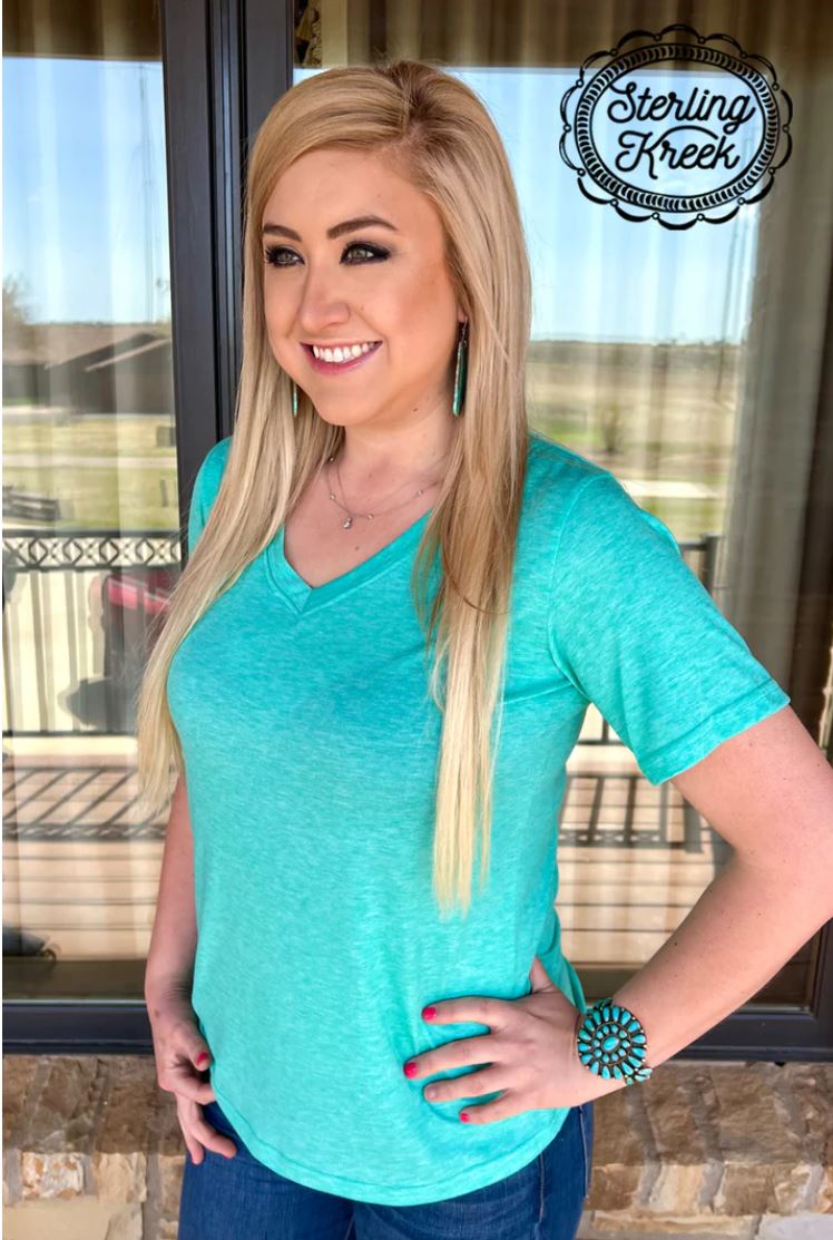 Simple Sterling Turquoise Short Sleeve Top