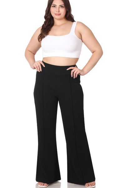 Black Crepe Knit Dress Pants with front seam